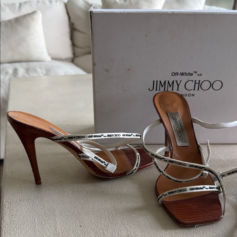 Jimmy Choo Red and White Strappy Heels Sale all together 2 pair of shoes - Picture 2 of 7